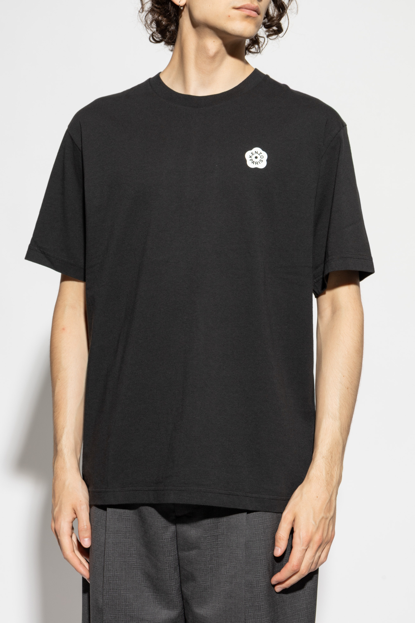 Tシャツ・カットソー KENZO Men T-shirt Kaki FF55TS4894SG 50 Black T-shirt with printed logo Kenzo - Vitkac Canada